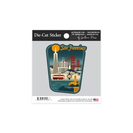 Die Cut Sticker San Francisco, California, Retro Skyline, Contour Vinyl Sticker 1 to 3 inches (Waterproof Decal for Cars, Water Bottles, Laptops, Coolers), Small
