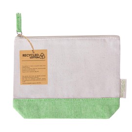 100% Recycled Cotton Toiletry Bag Women Toiletry Bag with Zipper and Matching Handle Cosmetic Bag Travel Makeup Bag 23x18x8cm, Green, Toiletry bag
