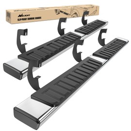 Nilight Running Boards for 2007-2018 Chevy Silverado/GMC Sierra 1500 Double Extended Cab 2007-2019 Chevy Silverado/GMC Sierra 2500HD 3500HD 6 Inch Stainless Steel Side Step Nerf Bars