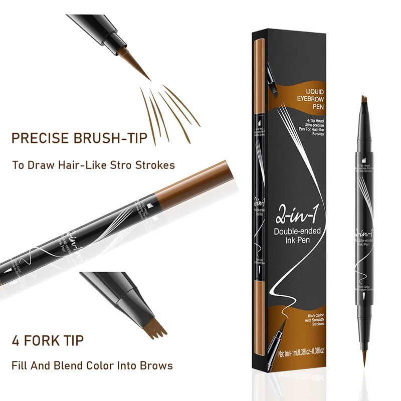 MisFun Eyebrow Pencil, 2-in-1 Dual-Ended Microblading Eyebrow Pencil, Smudge-proof Eyebrow