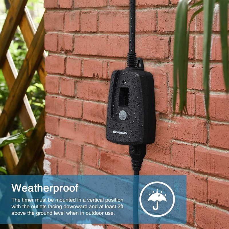 DEWENWILS Outdoor Light Sensor Countdown Timer Weatherproof Plug in Light