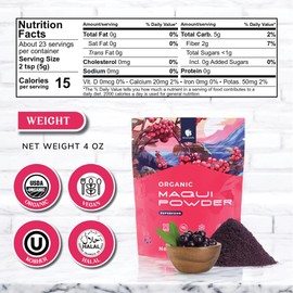 Gourmanity Organic Maqui Powder, 4 oz, Freeze-Dried, Powdered Maqui Berries from Chile, Rich in Antioxidants and Nutrients, USDA Organic, Kosher, Halal
