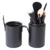 Black Empty PU Leather Makeup Brush Holder with Lid Travel