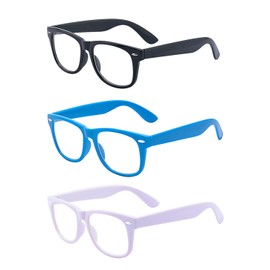 Outray Oversized Square Blue Light Blocking Glasses for Women Anti Blue Ray Clear Lens Glasses(Black+Blue+White)
