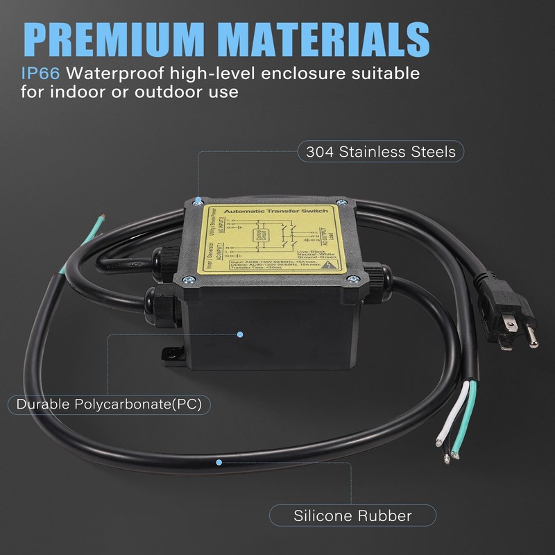 15Amp Automatic Transfer Switch,120V ATS Auto Transfer Switch for RV