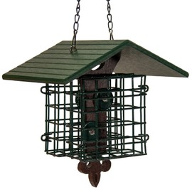 JCs Wildlife Fleur de Lis Suet Feeder with Eco-Friendly Poly Lumber Roof - Holds 2 Seed or Suet Cakes