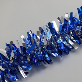 33Ft Christmas Tinsel Tree Garland Blue&Silver Shiny Thick Metallic Twist Long Garlands Ceiling Hanging Birthday Streamers Xmas Tree Decorations for New Year Party Indoor Outdoor Decor Supplies