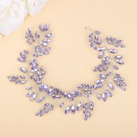 Teyglen Bride Wedding Crystal Hair Vine Full Purple Rhinestone Headband Handmade Rhinestone Headpiece Bridal Hair Accessories for Women Girls (Purple)