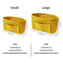 Soyizom Purse Organiser Insert for Tote Bag, Bag in Bag, Bag Insert with Keychain for Speedy Neverfull, 8 Colors（Yellow,Small）