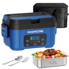 Hugmazing Cordless Electric Lunch Box for Adults, Men & Women – Rechargeable Self-Heating Food Warmer with 1.2L SS Container, Battery-Powered Heated Lunch Box, Perfect for Work and Travel Use