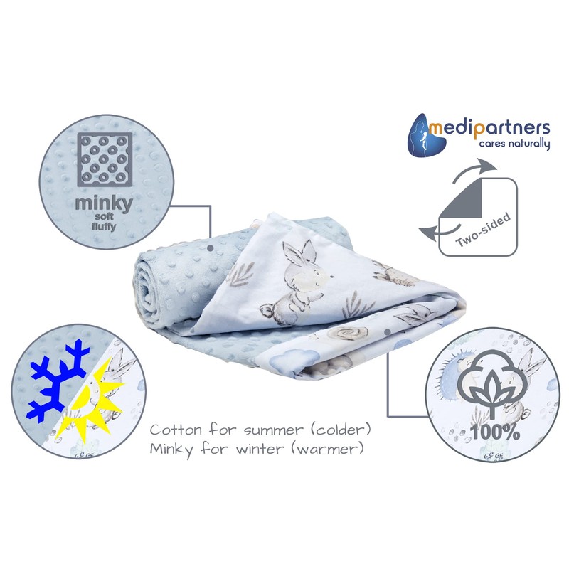Medi Partners Crawling Blanket for Baby 100% Cotton 75x100cm Double-Sided