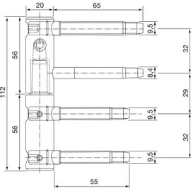 Gedotec Türbänder 3-DIM Zargenbänder Haustür-Scharnier Holz Einbohrband 2-teilig | Rollen ø 20 mm | Bolzen 65 mm | Bandhöhe 112 mm | Stahl verzinkt | 11R 20-000 | 1 Stück - Türscharnier Eingangstür