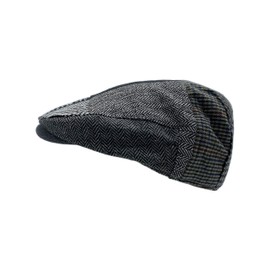 DAIDEM Multi Pattern Patchwork Wool Blend Gatsby Newsboy Ivy Hat Herringbone Golf Cap (Grey, Large/X-Large)