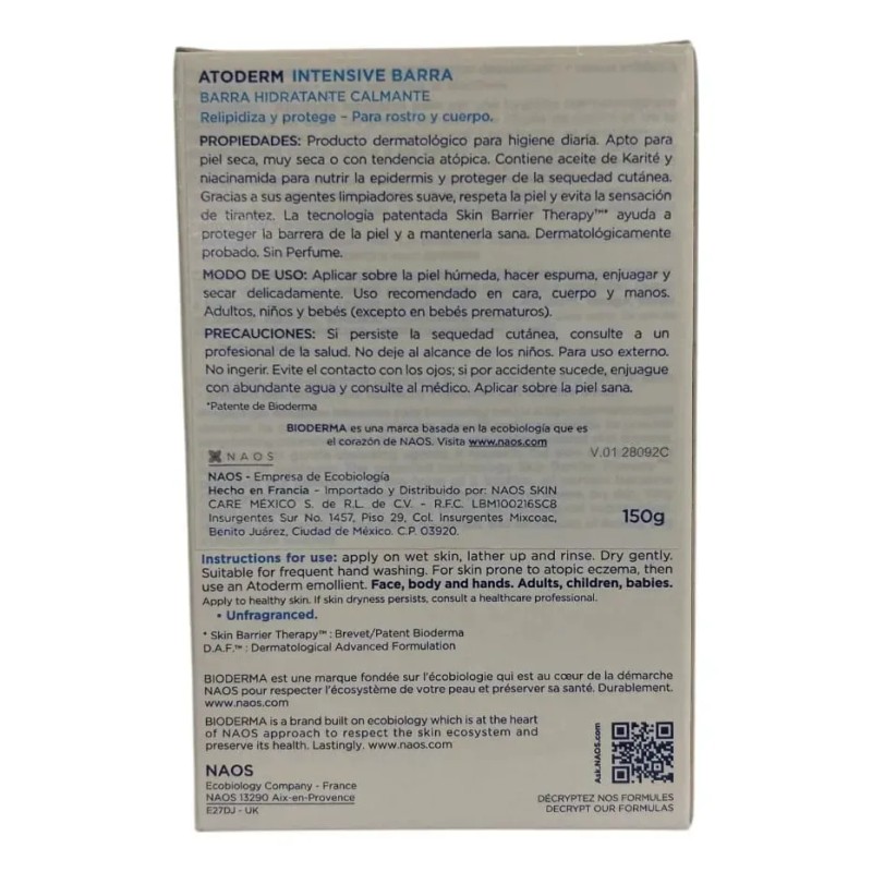 Bioderma Atoderm Pain Jabon Diario Barra Pieles Secas 150g