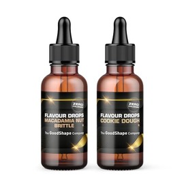 Flavour Drops Sugar-Free Set 2 x 50 ml - Macadamia Nut Brittle & Cookie Dough - Flavour Drops without Calories for Sweetening with Pipette - Vegan - For Natural Yogurt, Porridge or Quark