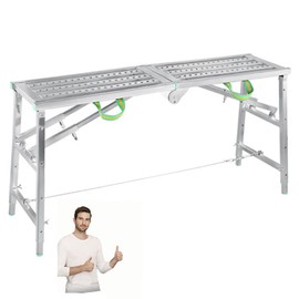 WGLAWL Scaffolding Equipment, Portable Folding Scaffolding, Multipurpose Work Platform Scaffold Tower Ladder Stool Work Bench, 882 Lbs Load, Galvanized Steel (Size : 5.91ft)