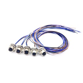 5Pcs M12 4 Pin A Code Female Connector Cable, IP67 Waterproof Back Mount Cable UnShielded Straight Aviation Socket Electrical Cable Sensor Receptacle 250V 4A (0.5Meter/1.64ft)