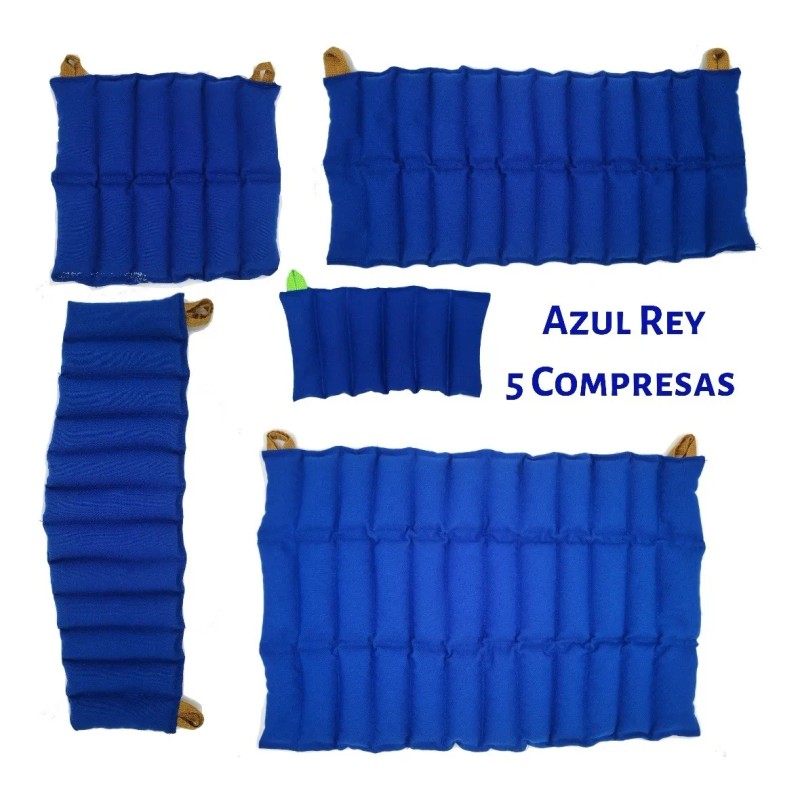 Kit De 5 Compresas Terapéuticas De Semillas Azul Rey