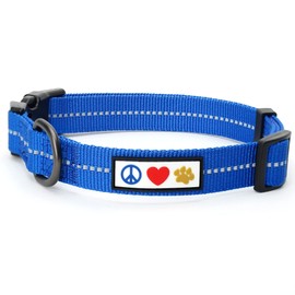 Pawtitas Recycled Dog Collar with Reflective Stitched Puppy Collar Made from Plastic Bottles Collected from Oceans Extra Small Blue Ocean