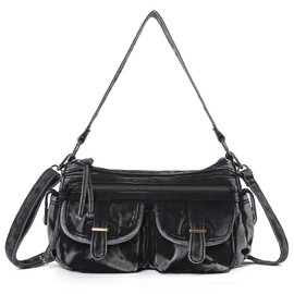 Angel Kiss Hobo Purses for Women Crossbody Shoulder Bag Ladies Multi Pocket Handbags with Adjustable Shoulder Strap,Denim Black