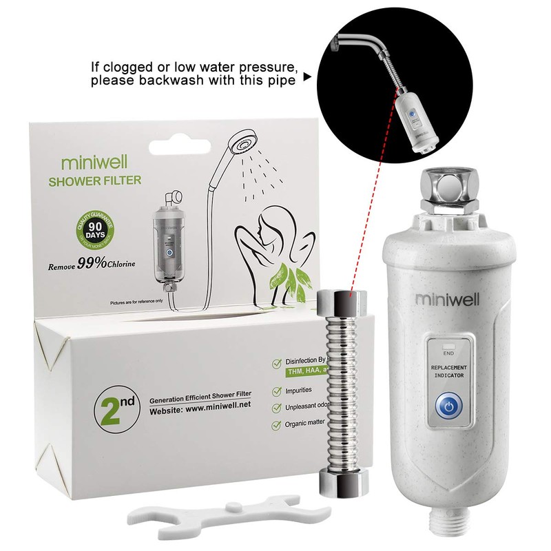 Miniwell Shower Filter L730-XC, Removes Over 99% Chlorine, Shower Head