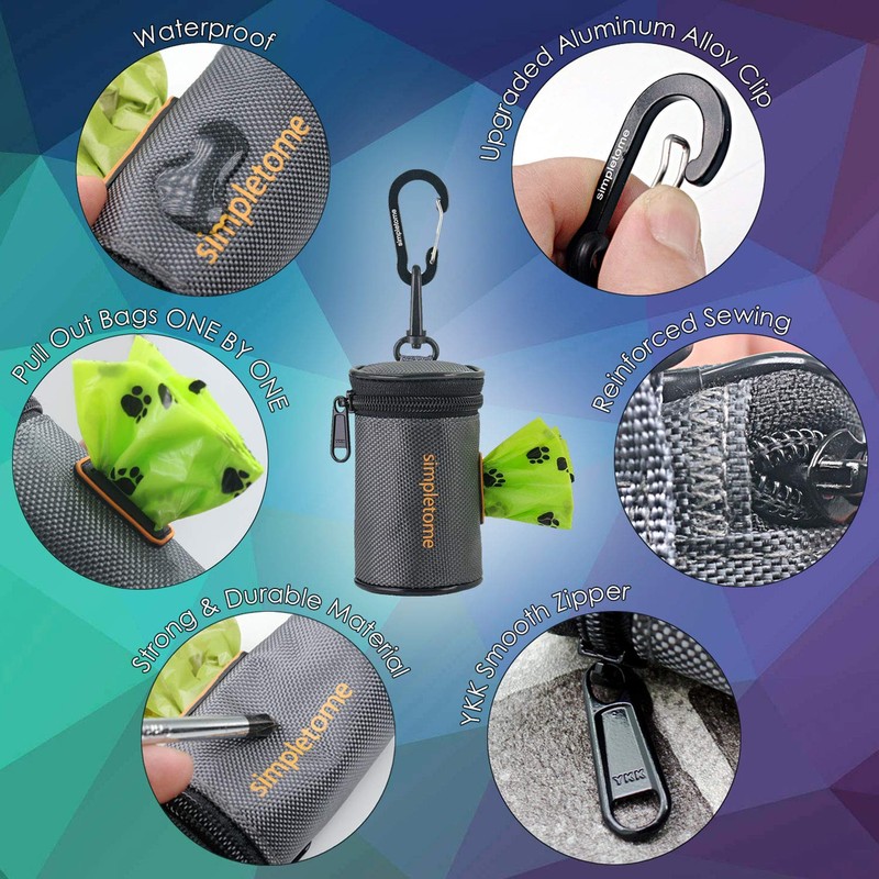 simpletome Dog Waste Bag Dispenser for Leash Belt Waterproof 1680D