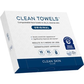 CLEAN SKIN CLUB Toallas faciales desechables Clean Skin Club Clean Towels XL®, paquete de viaje, 100% de base biológica USDA, aprobadas por la Asociación de Eczema, toallitas secas, artículo esencial