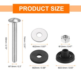 sourcing map 4Pcs Universal Toilet Tank to Bowl Screws Kit, Stainless Steel Heavy Duty Toilet Bolts with Lock Nuts and Gaskets for Bathroom Toilet Repair