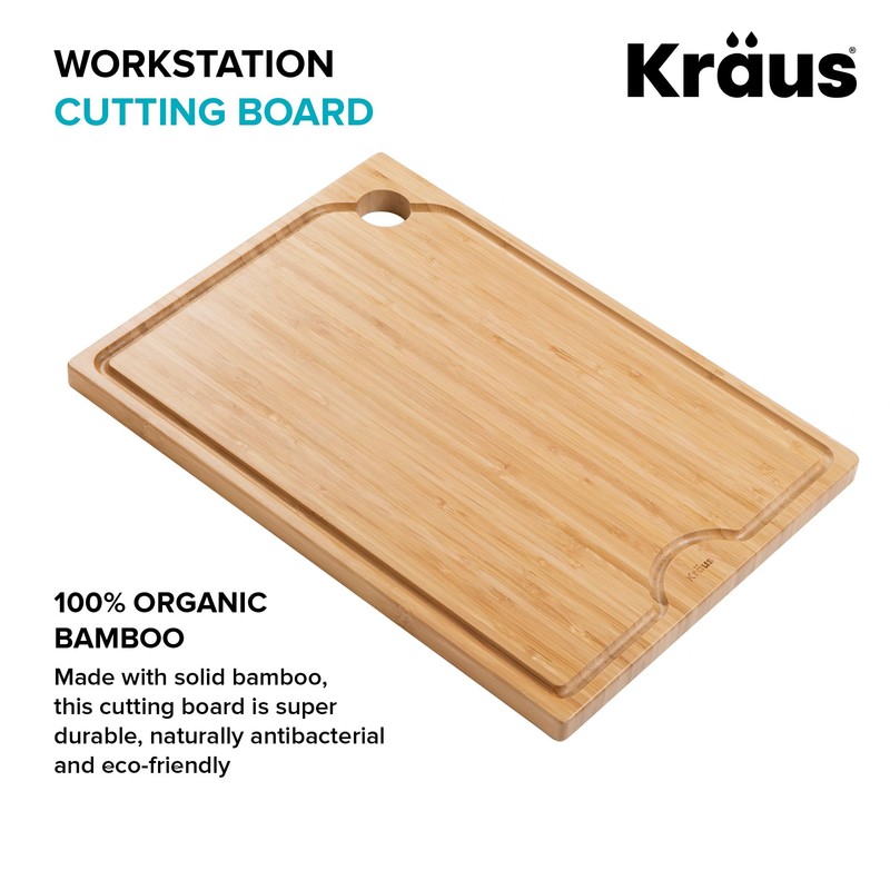 Kraus Kore Solid Bamboo Cutting Board for Workstation Kitchen Sink