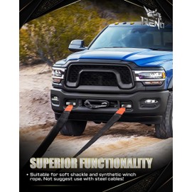 RENO Aluminum Front Tow Hooks, Heavy Duty D-Ring Shackle Compatible with 2019-2025 Ram 2500/3500 Truck Recovery - Replace OEM 68360942AA, 68360942AB, 68360942AC (Set of 2)