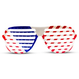 Vaulted Skulls & Co USA Slot Retro Shutter Glasses | Patriotic Shades Eyewear | American Flag Slat Glasses | USA Costume Accessories | Retro Patriotic 80s Shades | Standard Size (Red, White and Blue)