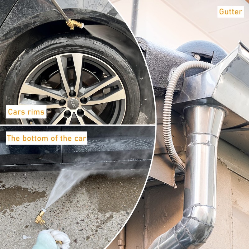 FIXFANS Pressure Washer Pivoting Coupler, 1/4” Quick Connect Gutter Cleaner