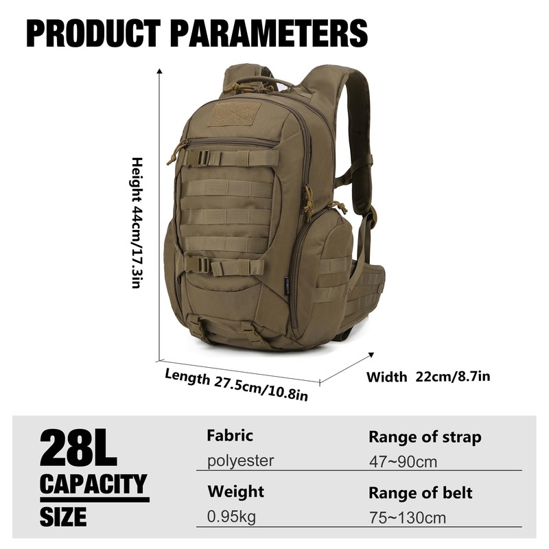 Mardingtop 28L Tactical Backpacks Practical Military Rucksack with Molle System
