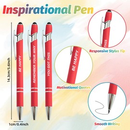 100 Piece Inspirational Pens Kit with Stylus Tip & Sayings – 50 Motivational Pen + 50 Individual Bags – Uplifting Quote & Positive Ideas – For Teachers, Office, School, Meetings, Team Events(Red)