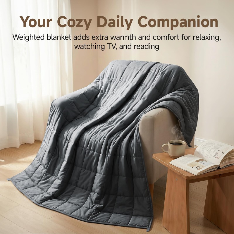 Serentra Weighted Blanket 17 lbs with Glass Beads, Dark Grey
