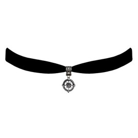 Victorian Vault Black Velvet Choker Jewelry Compass Pendant Necklace