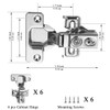 Cabinet Hinges 6 Pack (3 Pair), Evanda Stainless Steel Overlay