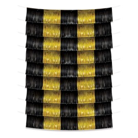 Metallic Fringe Garland Backdrop - Black & Gold