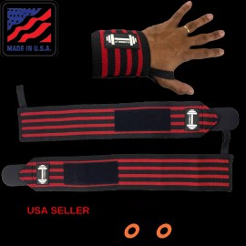 DUMBBELL Wrist Band Brace Support Gym Strap Bandage Wrap Adjustable (Pair)