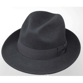 Borges & Scott Swift - Fedora - Lightweight - 100% Wool Felt - Crushable for Travel - Water Resistant - Snap Brim - Black 56cm