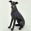 Greyhound Dog Sitting Painted Bronze Resin Sculpture