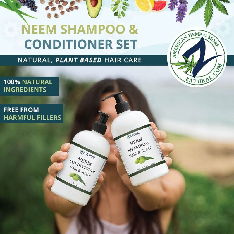 Zatural Neem Scalp Shampoo (8oz Shampoo & Conditioner Kit)