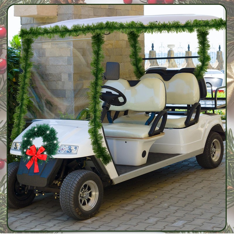 Juinte 2 Pcs Christmas Golf Cart Decoration Golf Cart Light-up