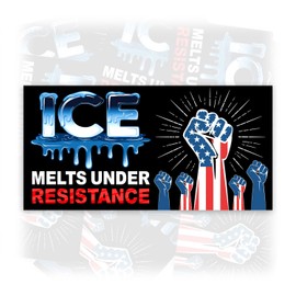 ICE Melts Under Resistance | Bumper Sticker or Car Magnet | Patriotic Anti ICE Social Justice Gifts for Door Cars [7.5x3.75]