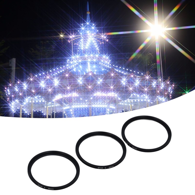 3PCS 55mm Star Filter 4 Points 6 Points 8 Points