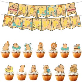 Capybara - Decoración de fiesta de cumpleaños con temática de Capybara, pancarta de cumpleaños para amantes de Capybara, pancarta de letras de animales