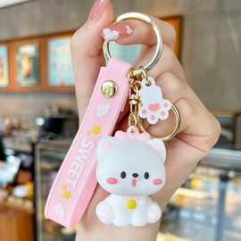 Amily, Sweet Cat Key Holder, Match, Cute, Gift, Strap, Keyring, Bag, Charm, Pink
