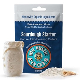 MY RUSTIC ROOTS Mature Sourdough Starter Culture - All Natural & Organic Sourdough Bread Starter - Beginner Friendly - Perfect for Baking Delicious Homemade Artisan Bread, Pizza & More - 12g