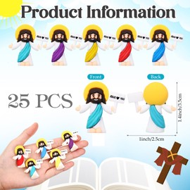 Bememo 25 Pcs Little Jesus Figures Original Design Jesus Love You Mini Rubber Figures to Hide and Seek for Religious Baptism Party Favors Sunday School Gifts