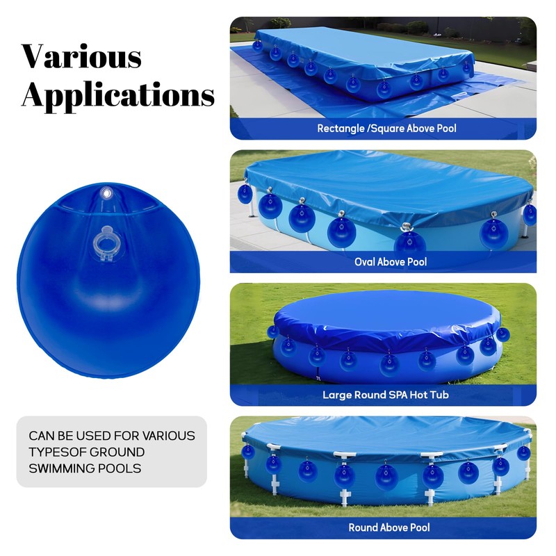 20 Pack Pool Cover Weights with Hooks, Leakproof PVC Pool